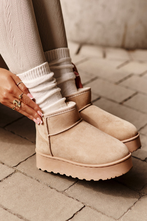 snowboots Dames met een platform om te verwarmen met bont aan de binnenkant beige kleur Xamella