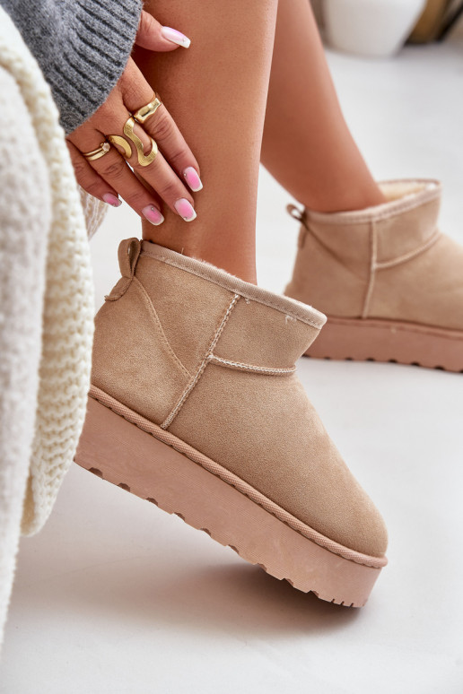 snowboots Dames met een platform om te verwarmen met bont aan de binnenkant beige kleur Xamella