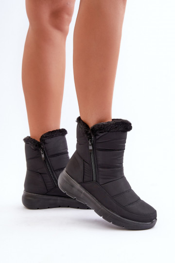 Bottes de neige Féminin avec fermetures éclair avec un manteau de fourrure couleur noire Dritane 2