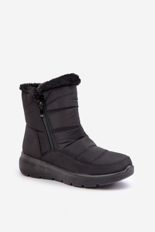 Bottes de neige Féminin avec fermetures éclair avec un manteau de fourrure couleur noire Dritane Bottes de neige Féminin avec fermetures éclair avec un manteau de fourrure couleur noire Dritane