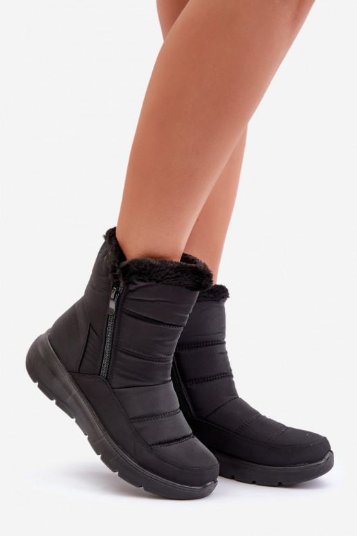 Bottes de neige Féminin avec fermetures éclair avec un manteau de fourrure couleur noire Dritane Bottes de neige Féminin avec fermetures éclair avec un manteau de fourrure couleur noire Dritane