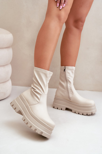 Bottes avec une plateforme couleur ivoire Florinara
