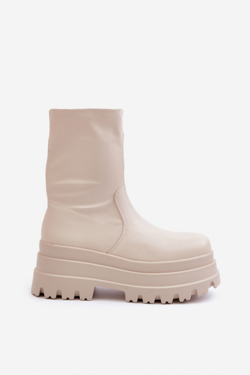 Stiefel mit einer Plattform elfenbeinfarbe Florinara