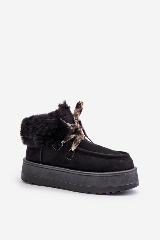 Niedrig Schneestiefel Feminin mit einer Plattform mit Pelzmantel schZuarze Farbe Neathren Niedrig Schneestiefel Feminin mit einer Plattform mit Pelzmantel schZuarze Farbe Neathren
