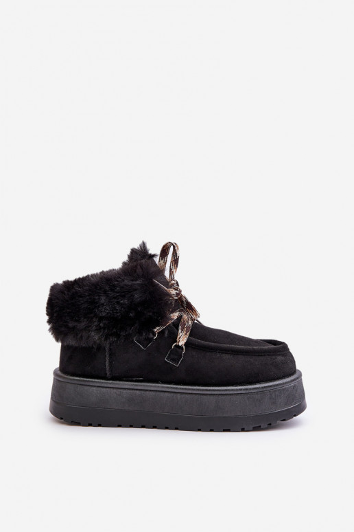 Niedrig Schneestiefel Feminin mit einer Plattform mit Pelzmantel schZuarze Farbe Neathren Niedrig Schneestiefel Feminin mit einer Plattform mit Pelzmantel schZuarze Farbe Neathren