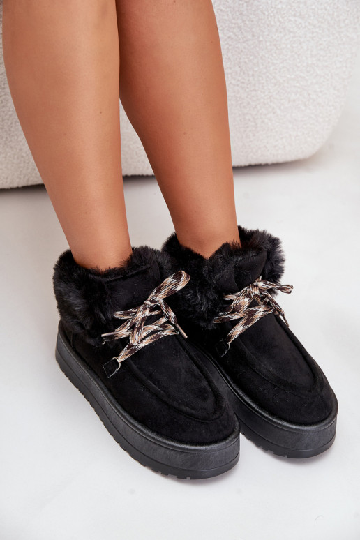 Niedrig Schneestiefel Feminin mit einer Plattform mit Pelzmantel schZuarze Farbe Neathren Niedrig Schneestiefel Feminin mit einer Plattform mit Pelzmantel schZuarze Farbe Neathren