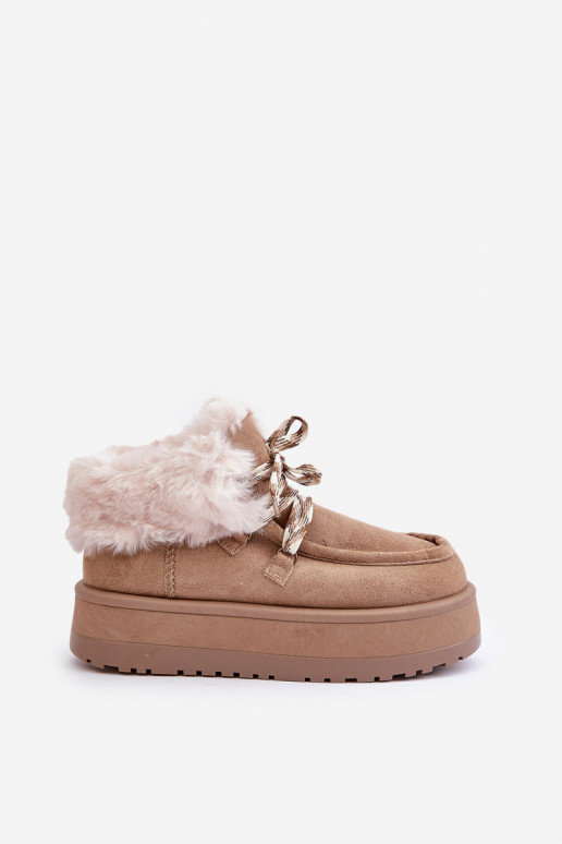 Niedrig Schneestiefel Feminin mit einer Plattform mit Pelzmantel Beige Neathren Niedrig Schneestiefel Feminin mit einer Plattform mit Pelzmantel Beige Neathren