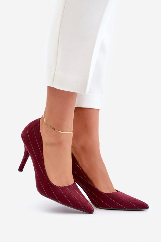  hochhackige Schuhe Feminin mit Streifen Burgund Tifidra