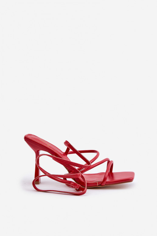 Stijlvolle sandalen met dunne hakken Met Strepen rood Saredi