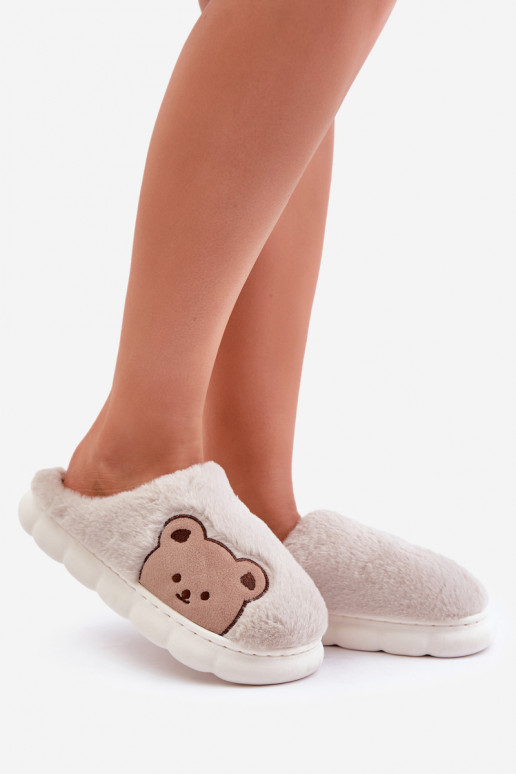 met bont Slippers Dames teddyberen beige Firedi met bont Slippers Dames teddyberen beige Firedi