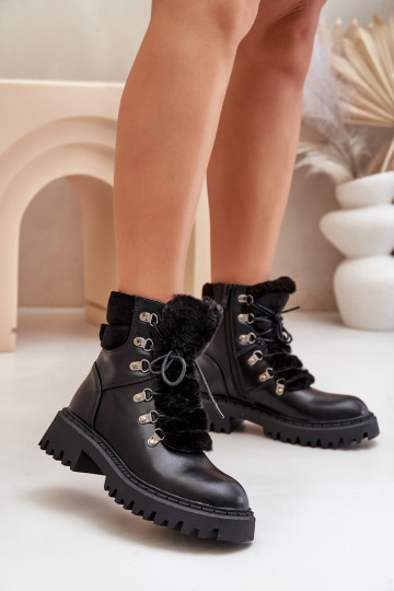 réchauffer Bottes chaussures Au Château en cuir écologique couleur noire DANSillatta