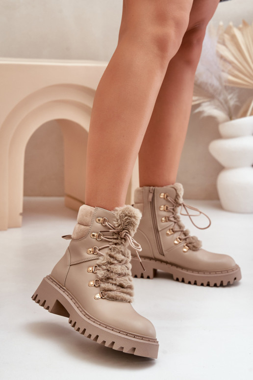 sich Zuarm laufen Stiefel Schuhe Zum Schloss aus Öko-Leder Beige INillatta sich Zuarm laufen Stiefel Schuhe Zum Schloss aus Öko-Leder Beige INillatta