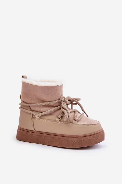 Schneestiefel Feminin mit einer Plattform sich Zuarm laufen mit Fell innen Beige Aziara Schneestiefel Feminin mit einer Plattform sich Zuarm laufen mit Fell innen Beige Aziara