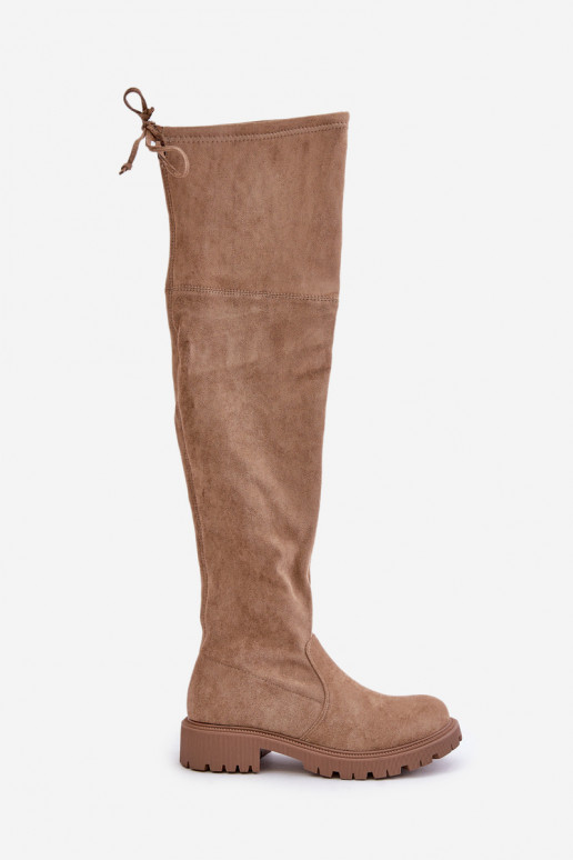 Stiefel oberhalb des Knies mit breiten Absätzen Z aus Öko-INildlederu Beige Arkelia Stiefel oberhalb des Knies mit breiten Absätzen Z aus Öko-INildlederu Beige Arkelia