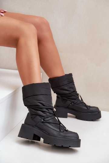 Bottes de neige Féminin avec une plateforme Et des talons plats couleur noire Seandriel