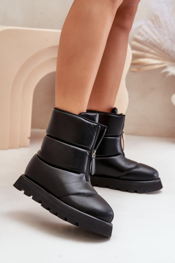 Bottes de neige avec une plateforme avec fermetures éclair Eko Peau couleur noire Resisia 2