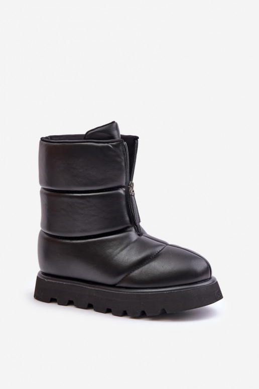 Bottes de neige avec une plateforme avec fermetures éclair Eko Peau couleur noire Resisia