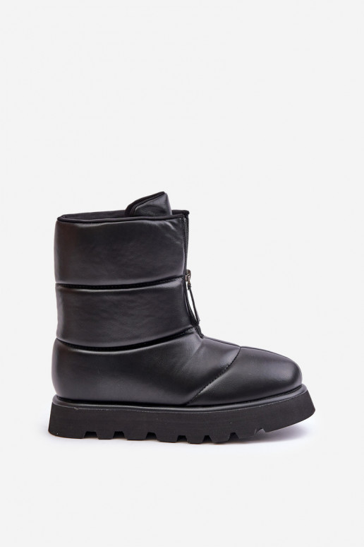 Bottes de neige avec une plateforme avec fermetures éclair Eko Peau couleur noire Resisia