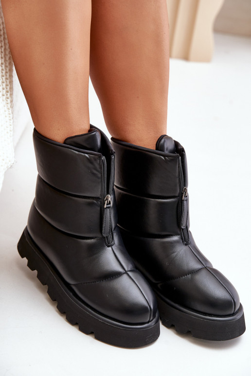 Bottes de neige avec une plateforme avec fermetures éclair Eko Peau couleur noire Resisia