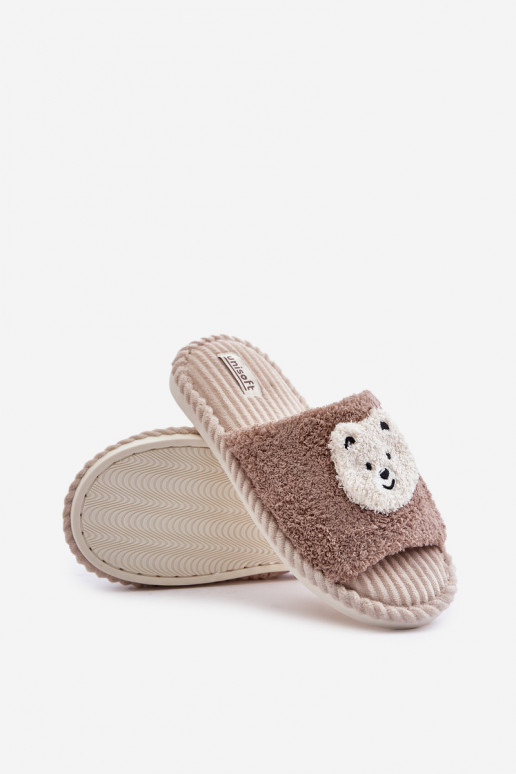 Chaussons pour femmes avec ours en peluche en marron Lavetire