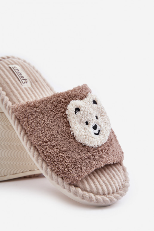 Chaussons pour femmes avec ours en peluche en marron Lavetire