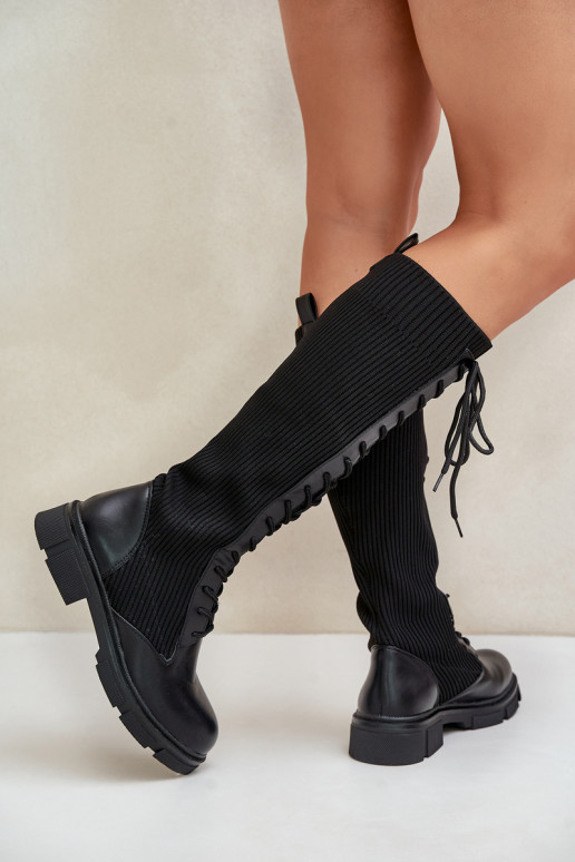 avec des lacets bottes Avec dessus flexible couleur noire Vamilena