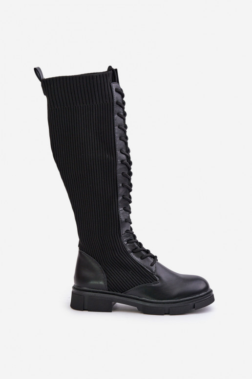 avec des lacets bottes Avec dessus flexible couleur noire Vamilena