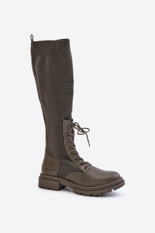 Ein überzeugendes Stilvollll Stiefel Ze SkarpetkoZuą CholeZuką Khaki-Farbe-Farbe Iranel Ein überzeugendes Stilvollll Stiefel Ze SkarpetkoZuą CholeZuką Khaki-Farbe-Farbe Iranel