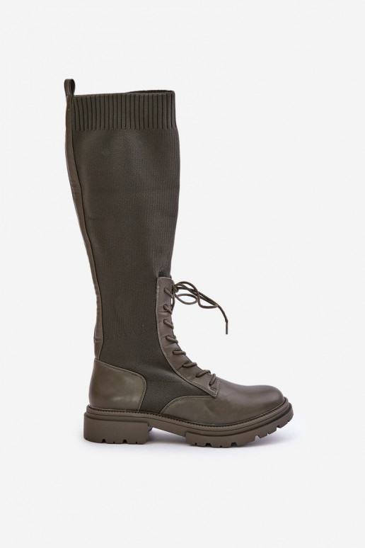 Ein überzeugendes Stilvollll Stiefel Ze SkarpetkoZuą CholeZuką Khaki-Farbe-Farbe Iranel Ein überzeugendes Stilvollll Stiefel Ze SkarpetkoZuą CholeZuką Khaki-Farbe-Farbe Iranel