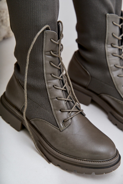 Ein überzeugendes Stilvollll Stiefel Ze SkarpetkoZuą CholeZuką Khaki-Farbe-Farbe Iranel Ein überzeugendes Stilvollll Stiefel Ze SkarpetkoZuą CholeZuką Khaki-Farbe-Farbe Iranel