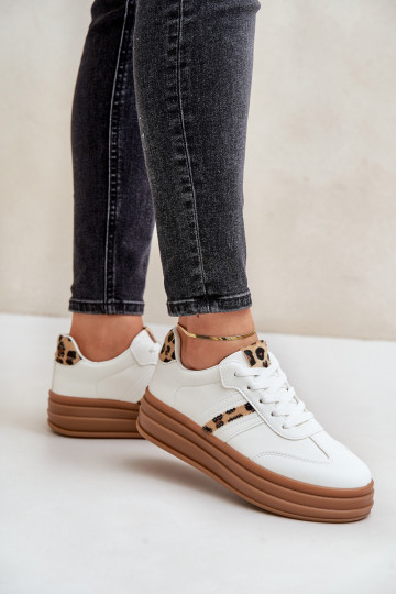 Sneakers model schoenen Dames met platform met luipaardbontpatronen Initte kleur Dravinnia