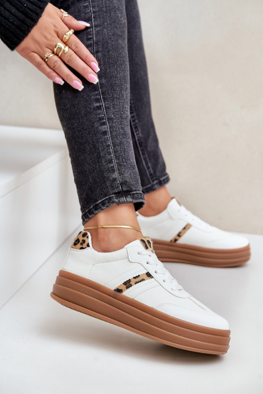 Sneakers model schoenen Dames met platform met luipaardbontpatronen Initte kleur Dravinnia Sneakers model schoenen Dames met platform met luipaardbontpatronen Initte kleur Dravinnia