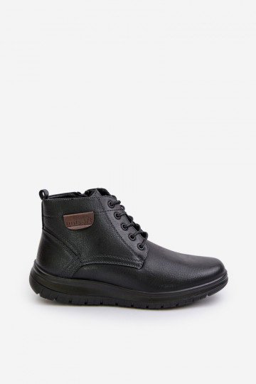 Bottes pour hommes réchauffer Au Château avec des lacets couleur noire Hlimena 2