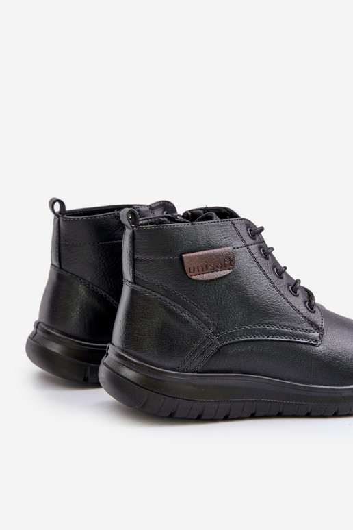 Bottes pour hommes réchauffer Au Château avec des lacets couleur noire Hlimena