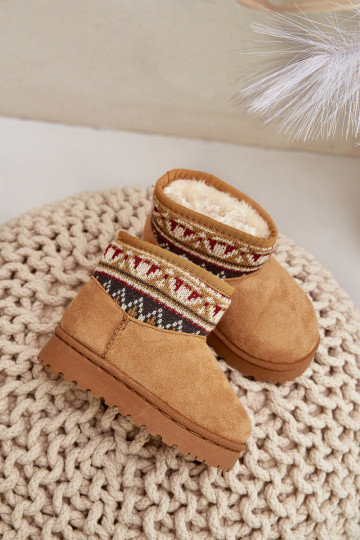 Un modèle convaincant Bottes de neige Puéril avec des écrits DANSstaÀką réchauffer avec de la fourrure à l intérieur marron Miri 2