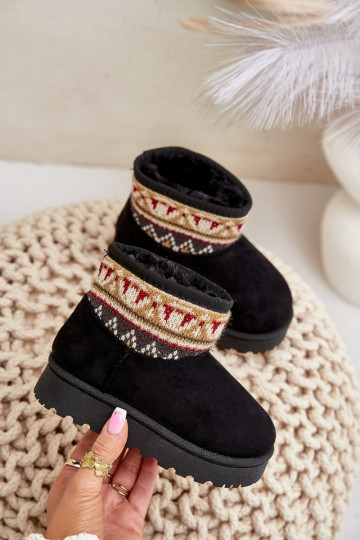 Un modèle convaincant Bottes de neige Puéril avec des écrits réchauffer avec de la fourrure à l intérieur couleur noire Mirirae