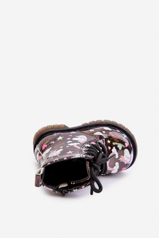 Chaussures chaudes pour enfants avec fermetures éclair Licornes couleur noire Tiptop