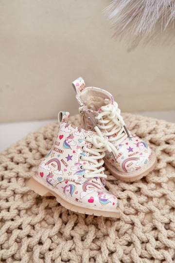 INarme kinderschoenen met ritssluitingen Eenhoorns beige Tiptop 2