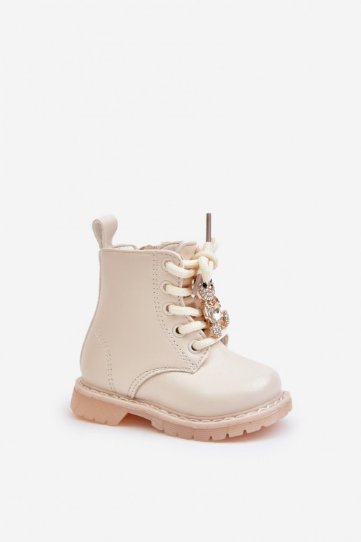 sich Zuarm laufen Stiefel Kindisch Mit Bär Zum Schloss Beige Enchanta