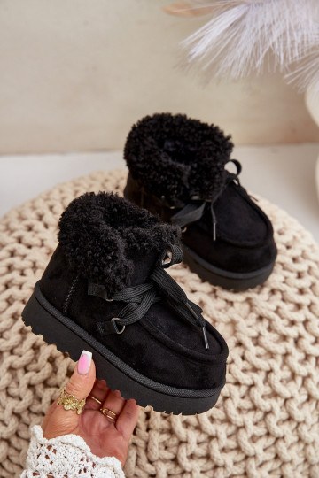 Schneestiefel Stiefel Kindisch sich Zuarm laufen mit Fell innen schZuarze Farbe Adelane