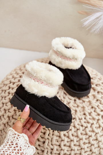 Bottes de neige Bottes Puéril avec un manteau de fourrure I Un exemple couleur noire Melefia