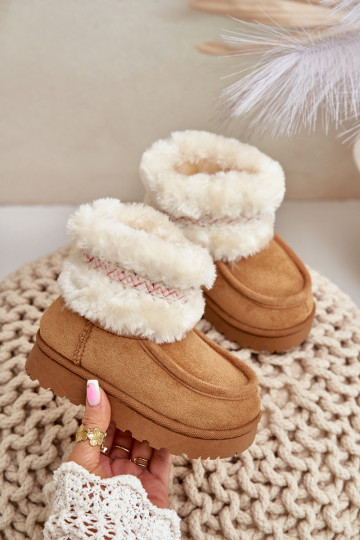 Bottes de neige Bottes Puéril avec un manteau de fourrure I Un exemple marron Melefia