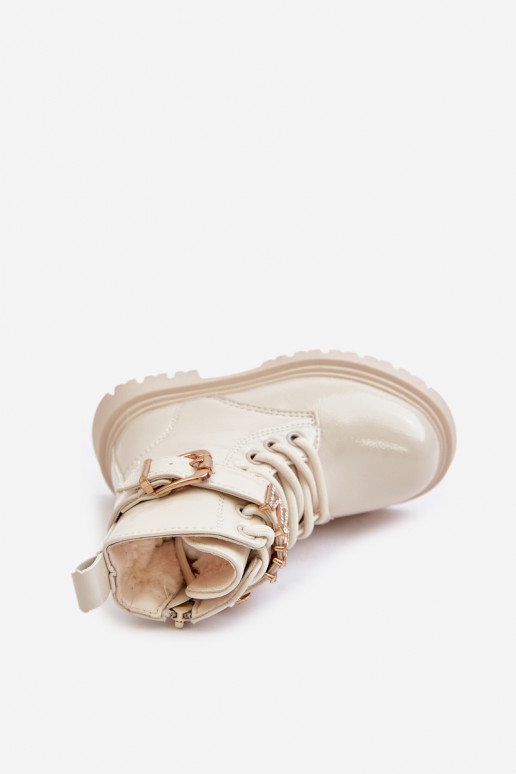 Laarzen Kinderen met lakeffect opInarmen met versierde hakken beige Gilian