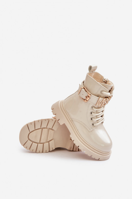 Laarzen Kinderen met lakeffect opInarmen met versierde hakken beige Gilian