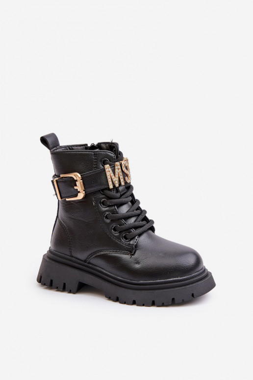 Stiefel Kindisch Eko Haut sich Zuarm laufen mit verzierten Absätzen schZuarze Farbe Gilian