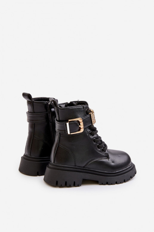 Stiefel Kindisch Eko Haut sich Zuarm laufen mit verzierten Absätzen schZuarze Farbe Gilian