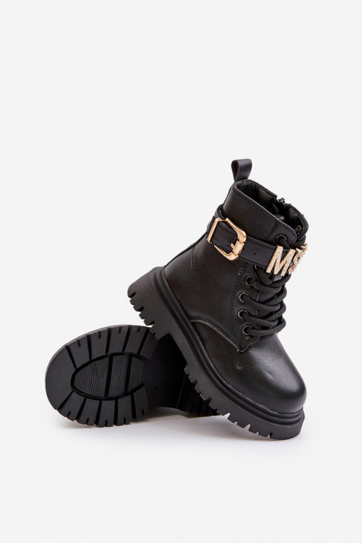 Stiefel Kindisch Eko Haut sich Zuarm laufen mit verzierten Absätzen schZuarze Farbe Gilian