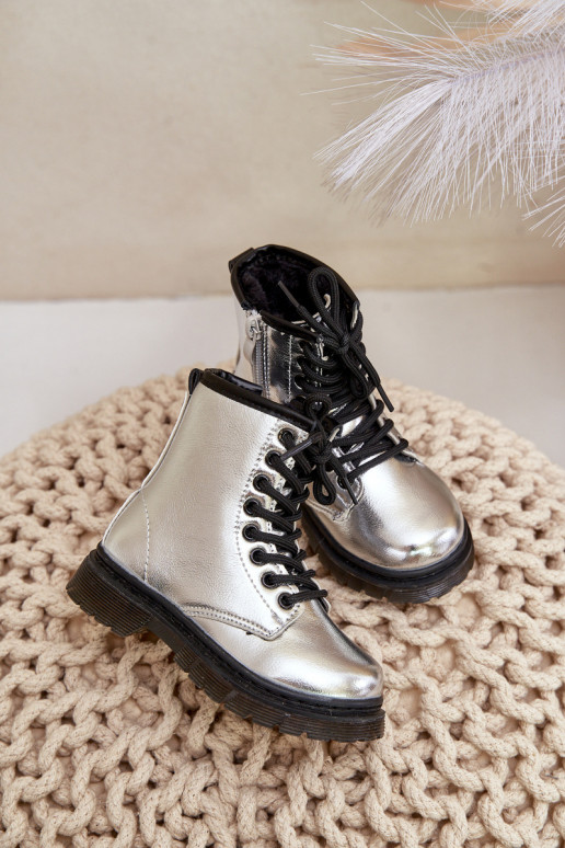 réchauffer Bottes Puéril avec effet vernis Au Château couleur argent Novita