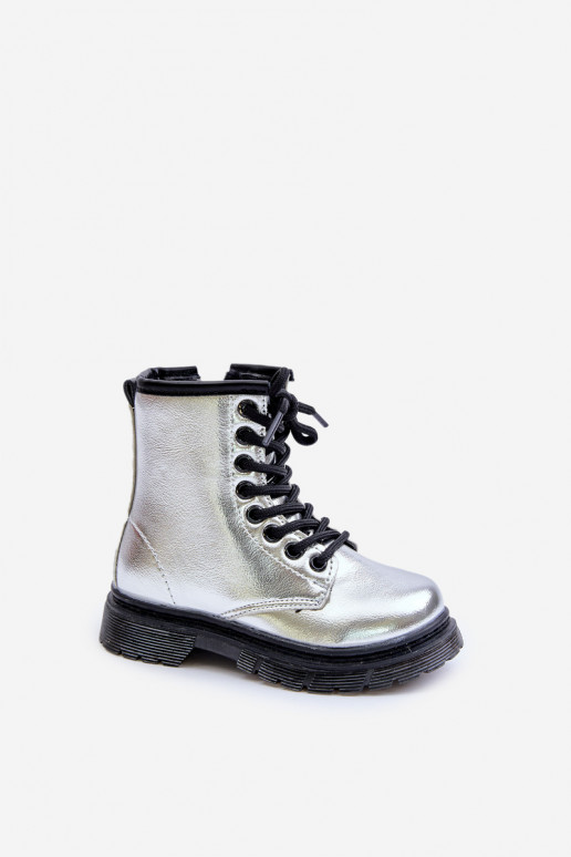 réchauffer Bottes Puéril avec effet vernis Au Château couleur argent Novita