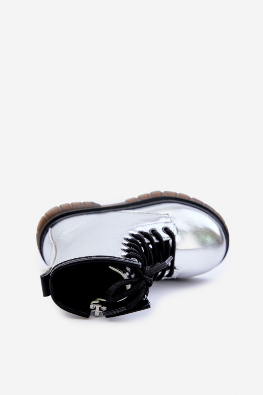 réchauffer Bottes Puéril avec effet vernis Au Château couleur argent Novita